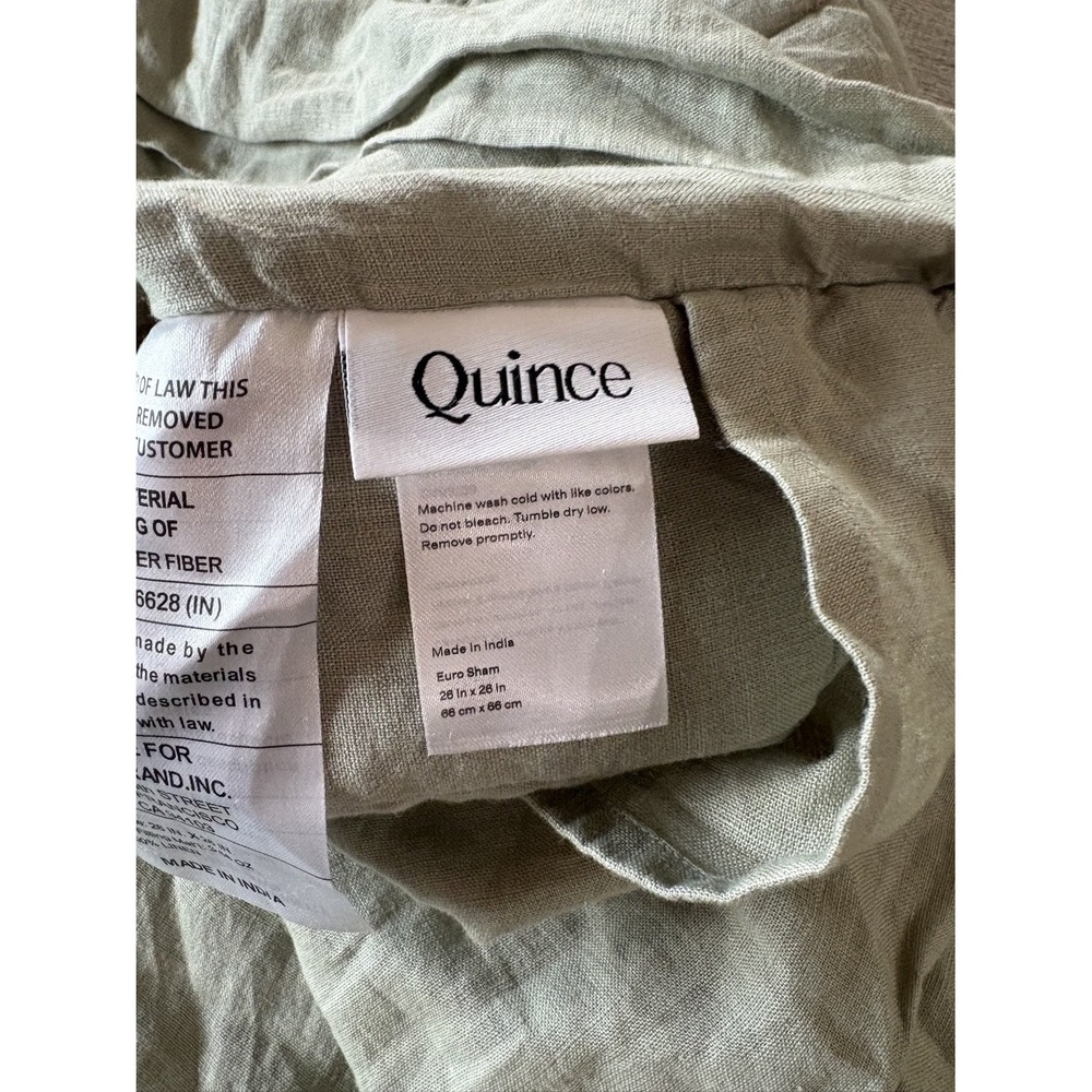Quince 100% Linen Euro Sham Sage Green 26 x 26 NWOT